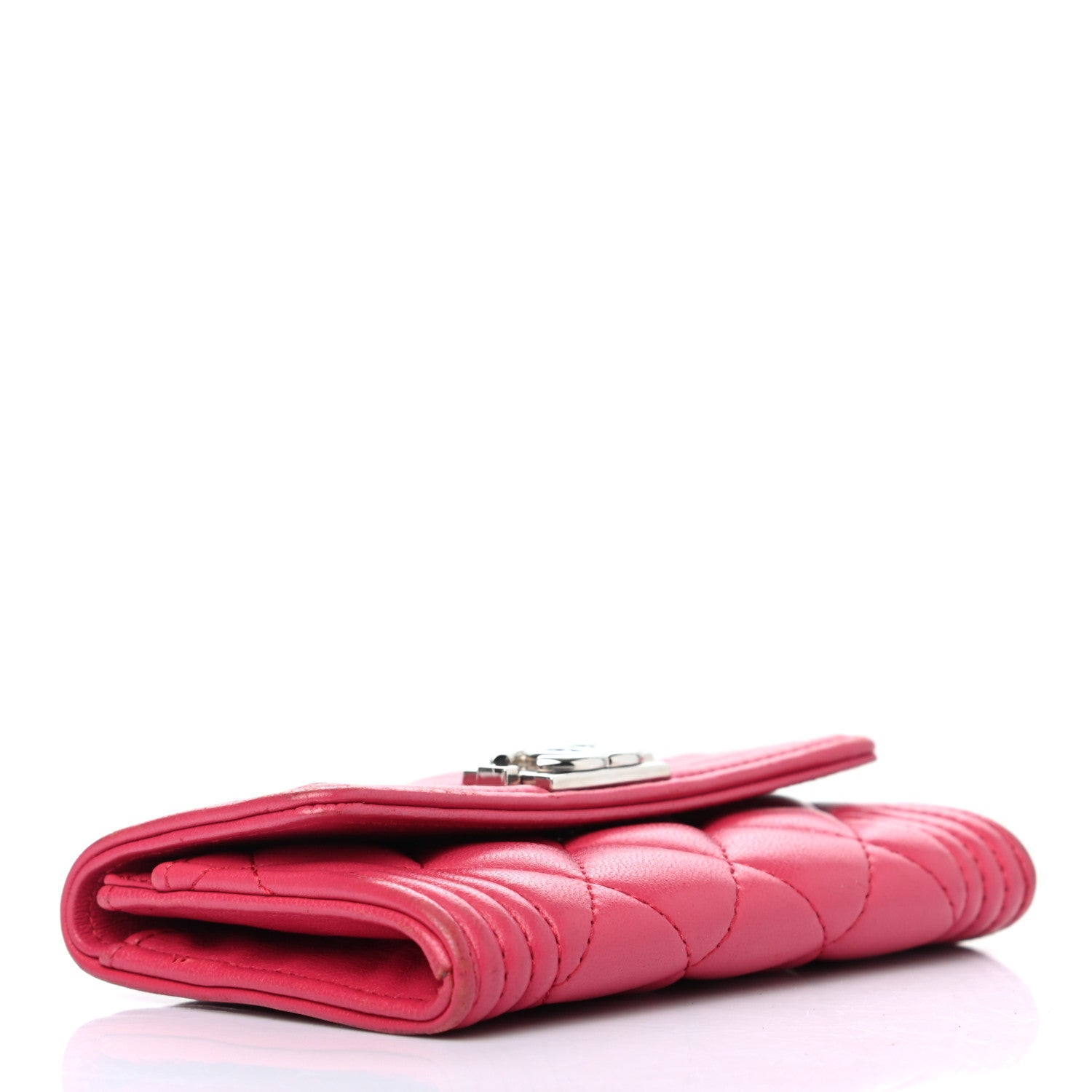 Chanel Lambskin Quilted Boy Flap Card Holder Fuchsia 4 of 8