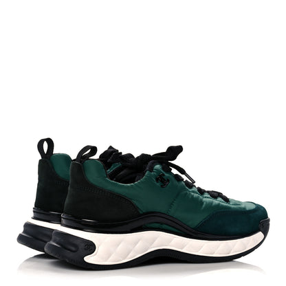 Chanel Nylon Suede Womens Logo Sneakers Green 4 of 9