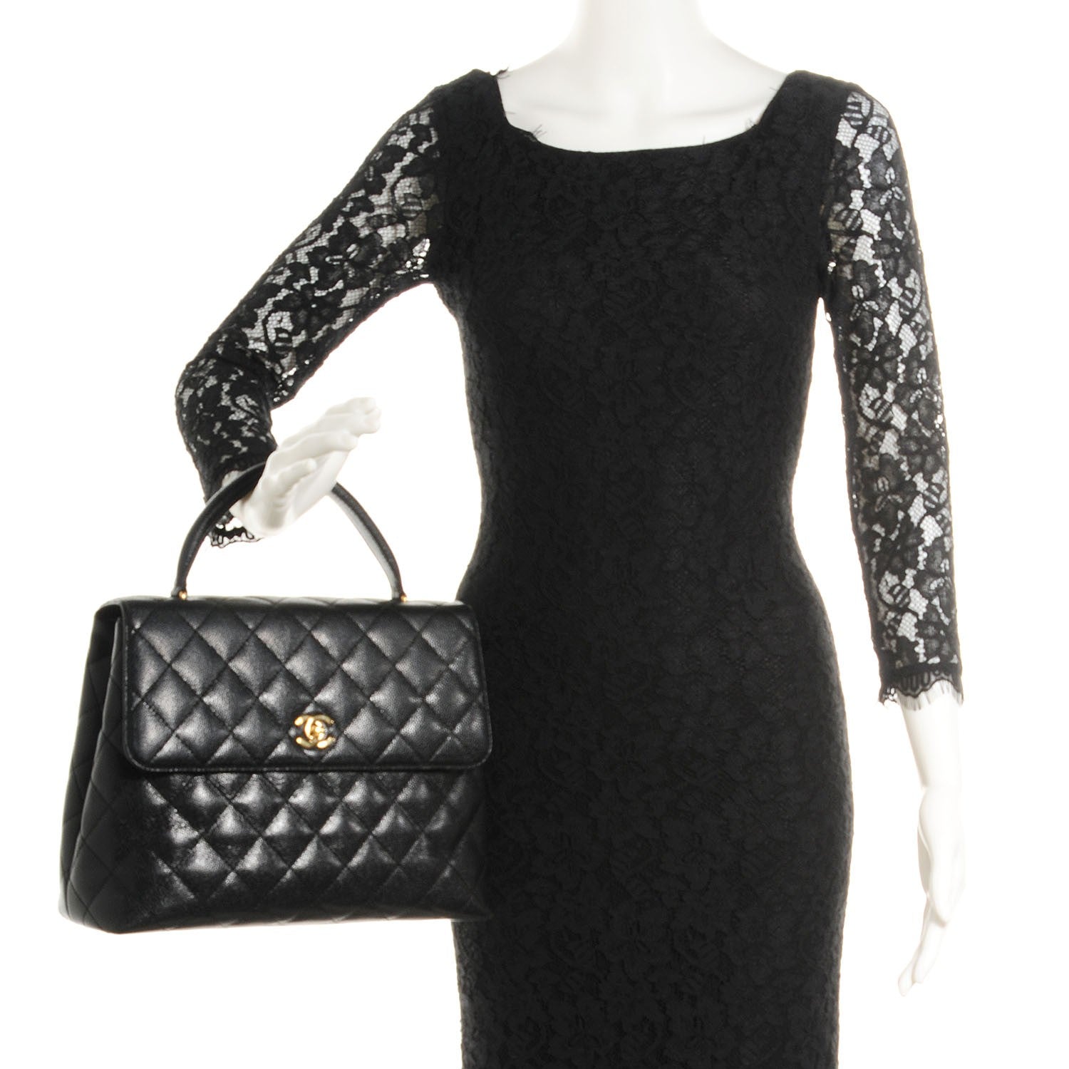Chanel Caviar Quilted Jumbo Kelly Flap Black 2 of 10