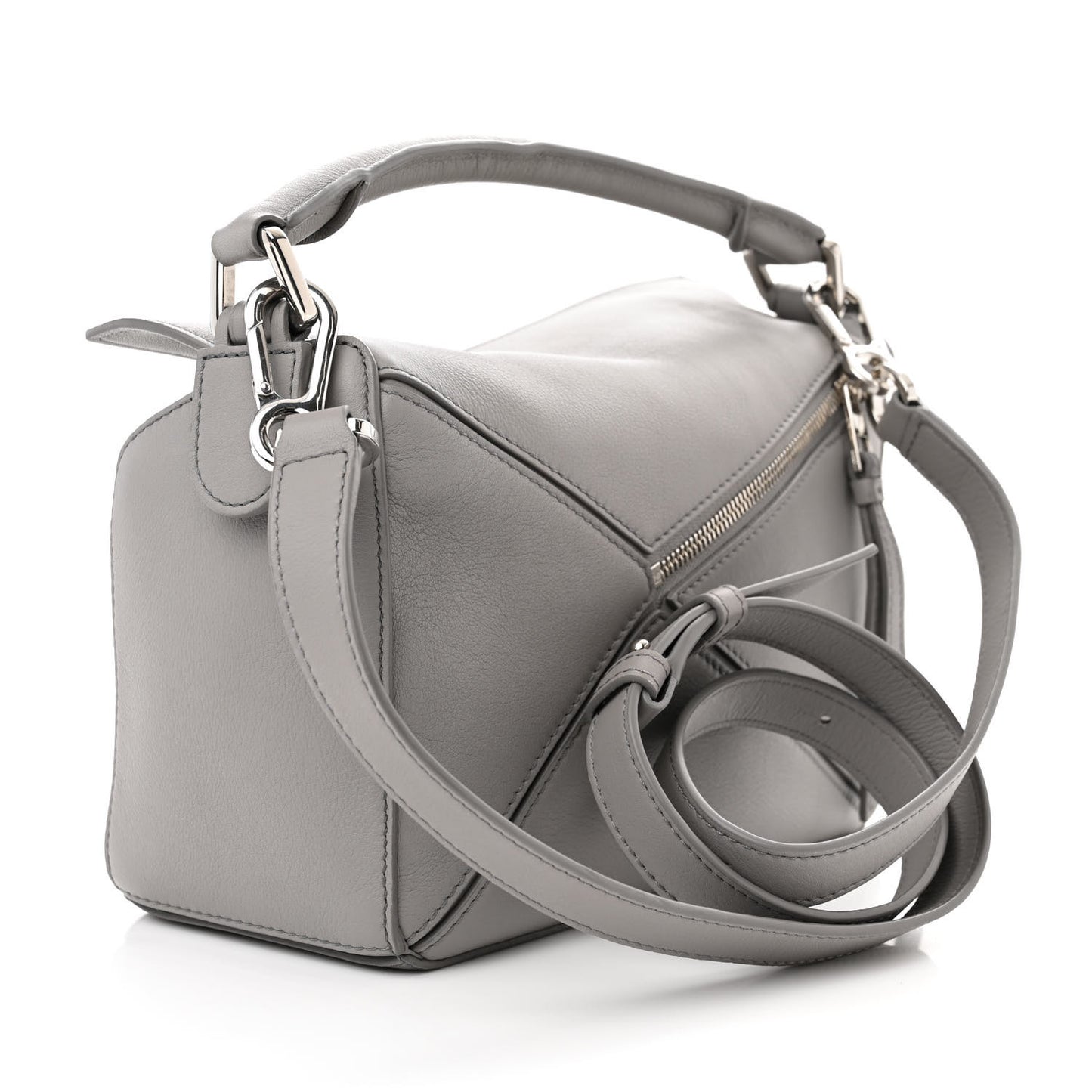 Calfskin Small Puzzle Bag Pearl Grey