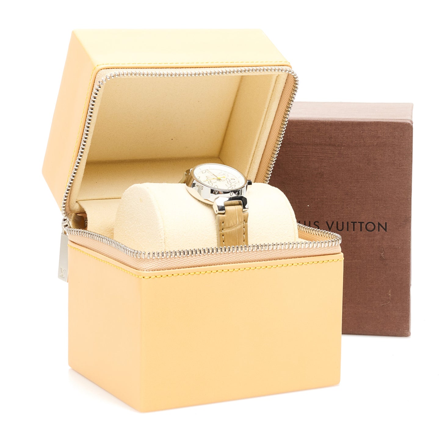 Stainless Steel Alligator Mother of Pearl 28mm Tambour Lovely Quartz Watch