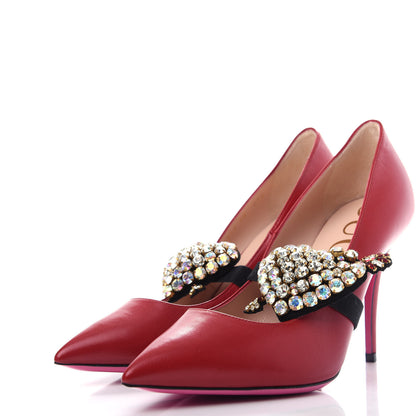 Gucci Nappa Removable Crystal Heart Pumps 38 Red 12 of 13