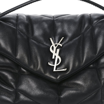 Saint Laurent Lambskin Quilted Medium Loulou Puffer Monogram Chain Satchel Black 8 of 10