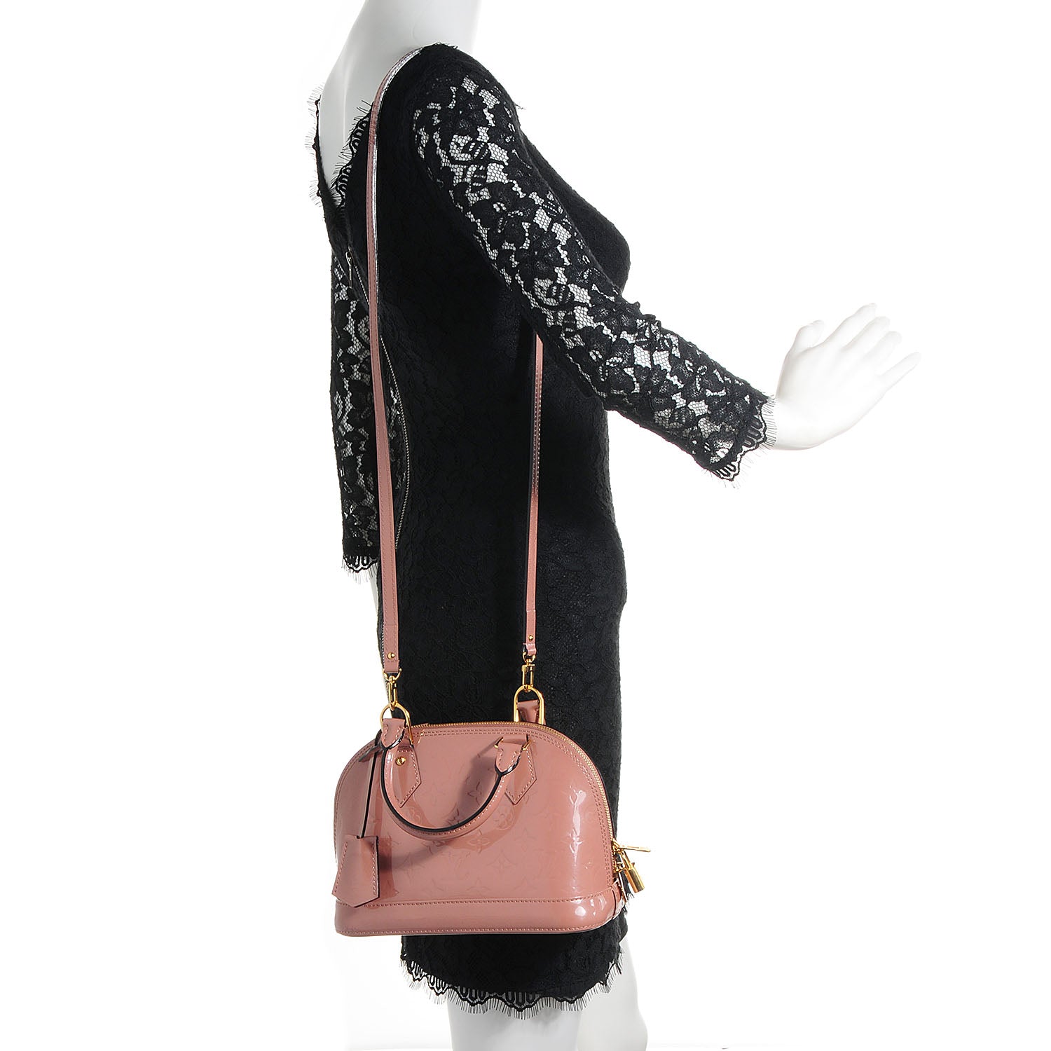 Louis Vuitton Vernis Alma BB Rose Velours 2 of 8
