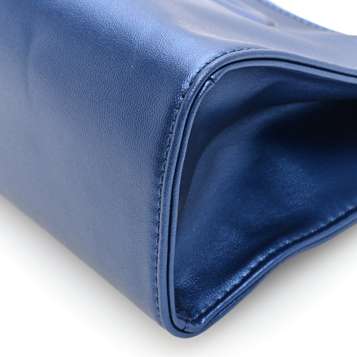 Metallic Vegan Leather Small Shopping Bag Cobalt