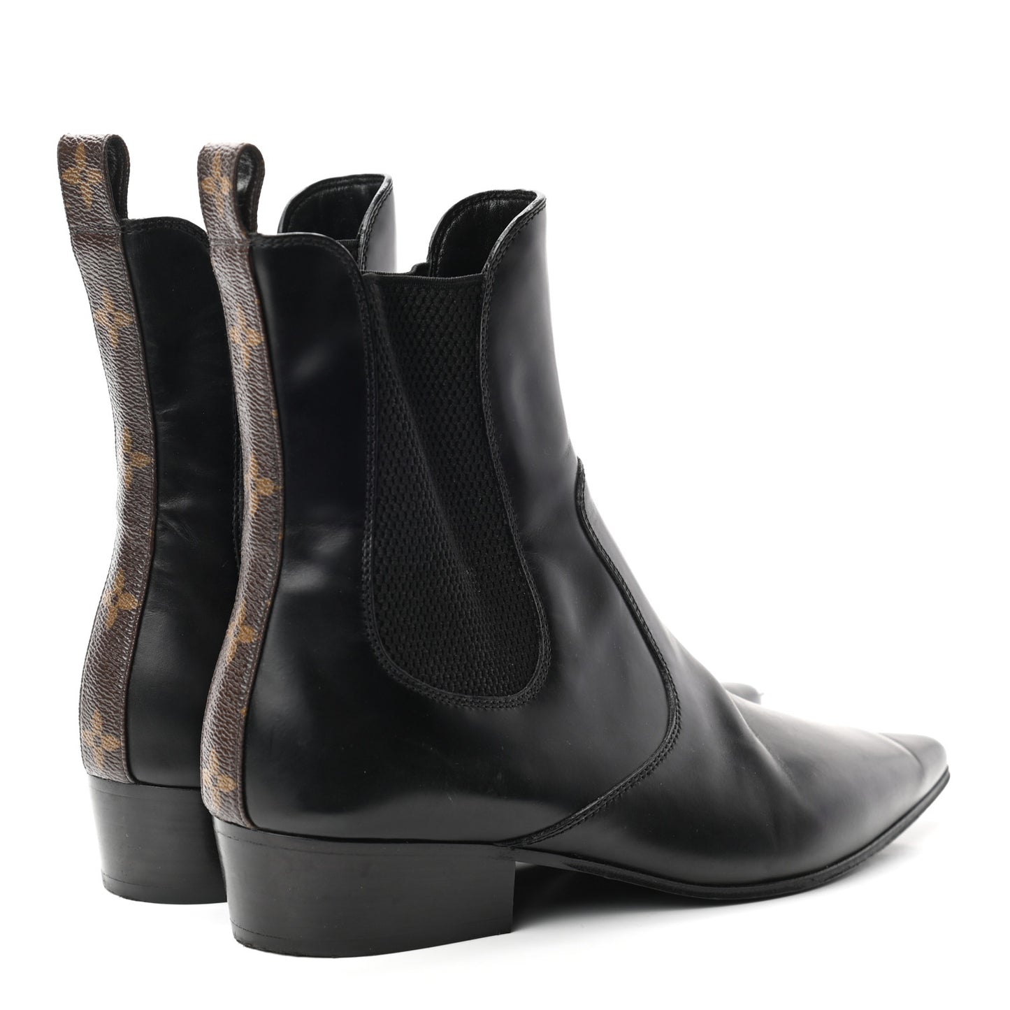 Calfskin Pointed Flat Boots 37 Black