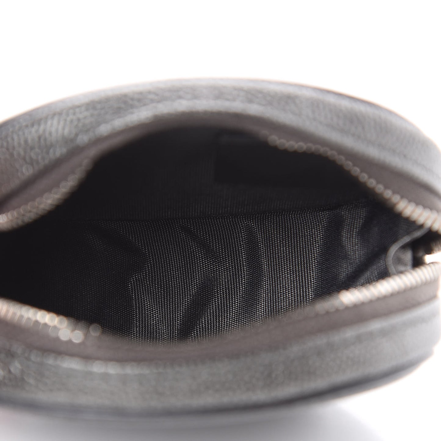 Metallic Caviar Quilted Filigree Zip Around Classic Coin Purse Dark Silver