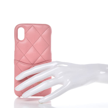 Chanel Lambskin Quilted iPhone X Coco Tech Case Pink 2 of 7