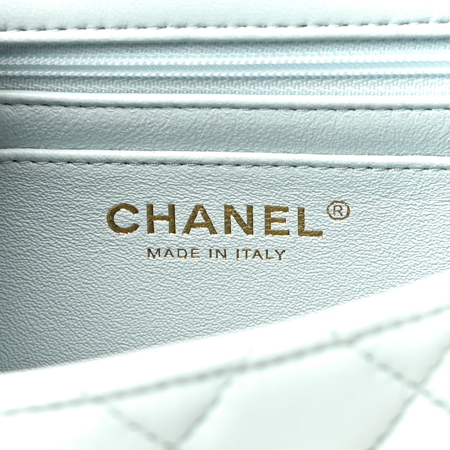 Lambskin Quilted Mini Top Handle Rectangular Flap Light Blue