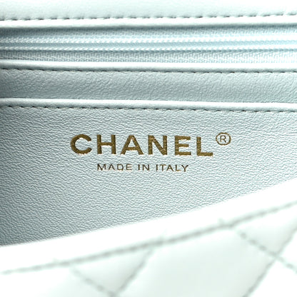 Chanel Lambskin Quilted Mini Top Handle Rectangular Flap Light Blue 6 of 11