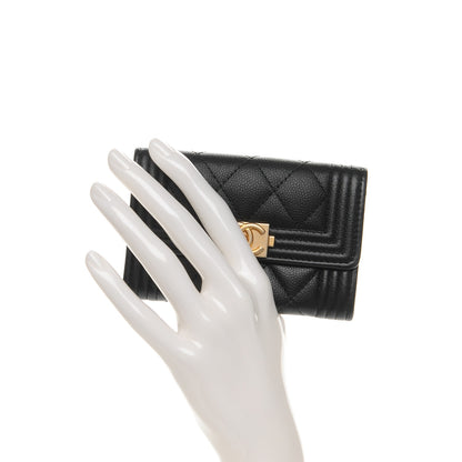 Chanel Caviar Quilted Boy Flap Card Holder Black 2 of 10