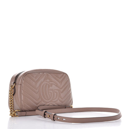 Gucci Calfskin Matelasse Small GG Marmont Chain Shoulder Bag Taupe 3 of 8