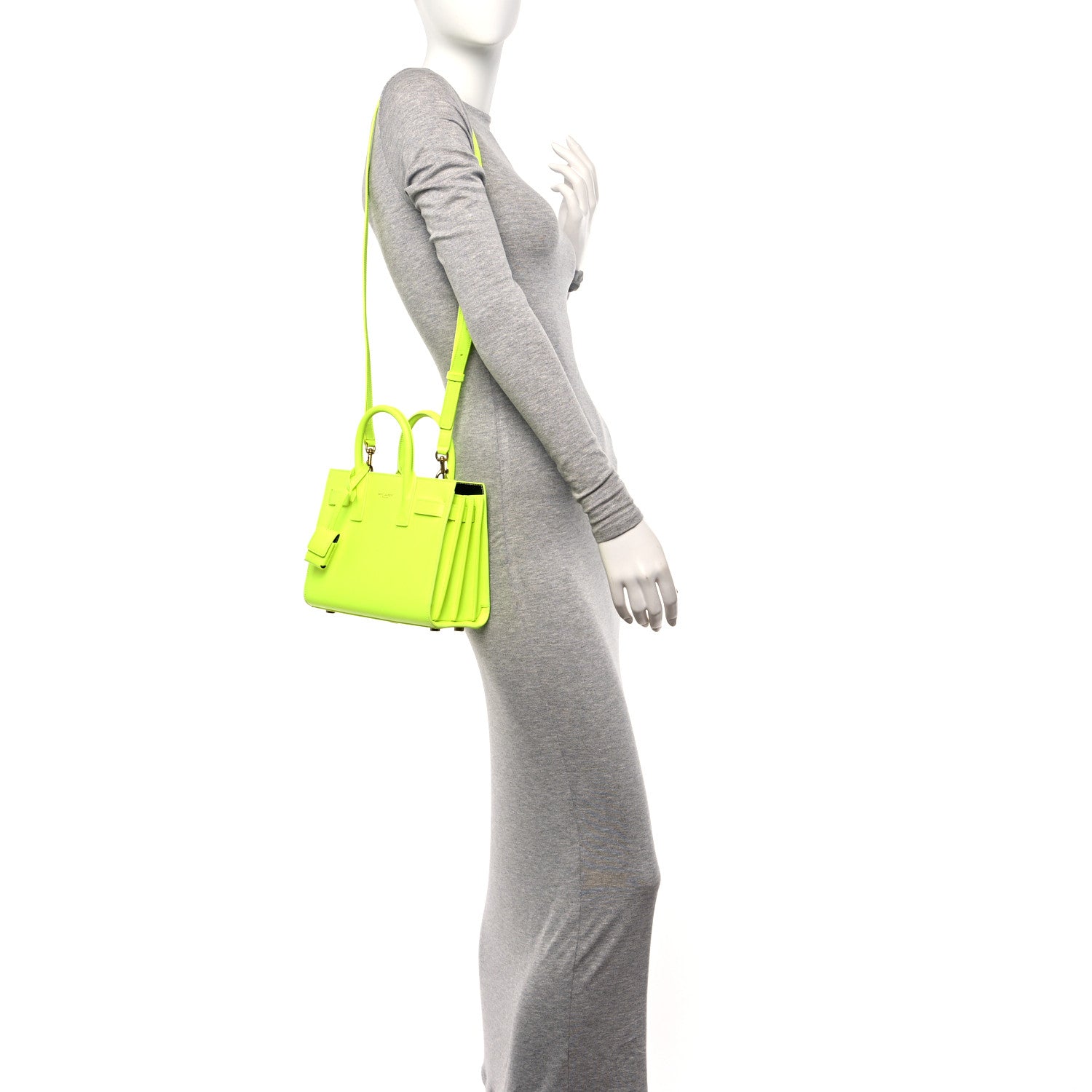 Saint Laurent Calfskin Nano Sac De Jour Neon Yellow 2 of 11