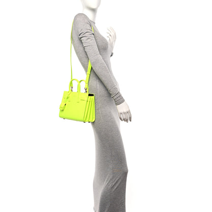 Saint Laurent Calfskin Nano Sac De Jour Neon Yellow 2 of 11