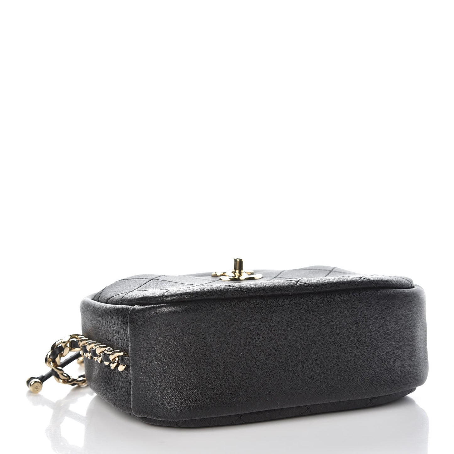 Goatskin Quilted Small Casual Trip Camera Case Black