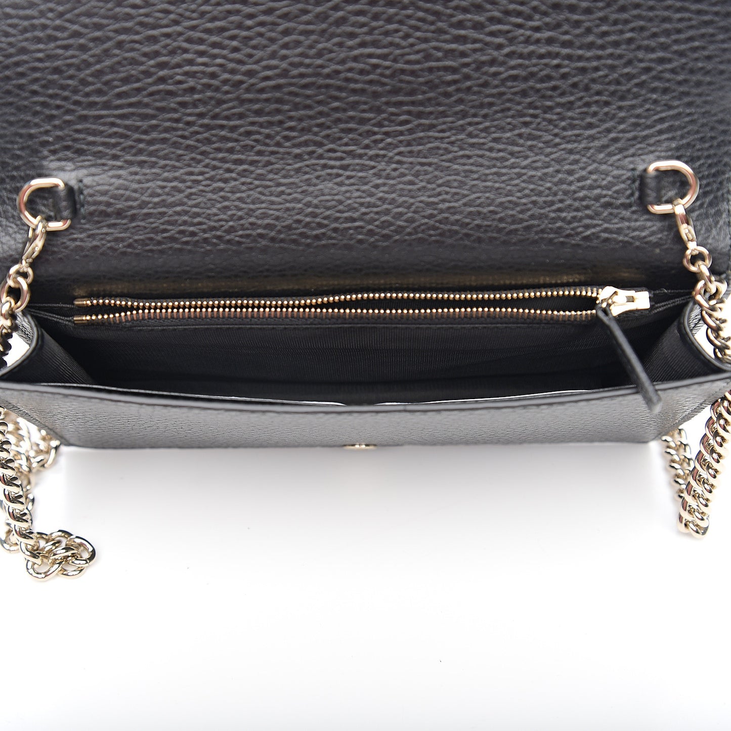 Dollar Calfskin Medium Betty Chain Wallet Black