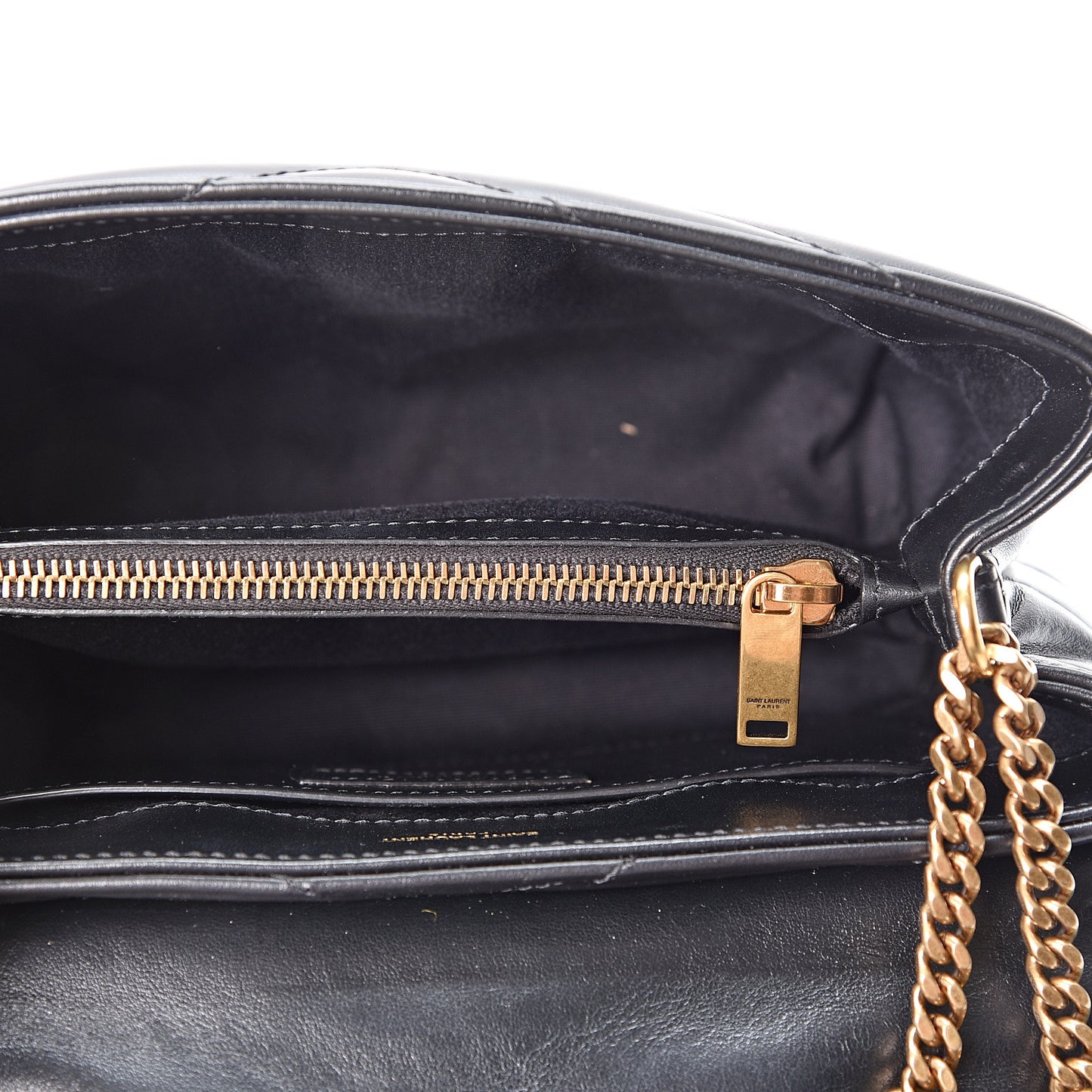 Calfskin Y Quilted Monogram Small Loulou Chain Satchel Black