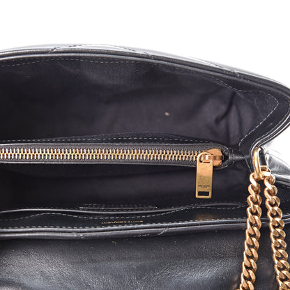 Saint Laurent Calfskin Y Quilted Monogram Small Loulou Chain Satchel Black 4 of 9