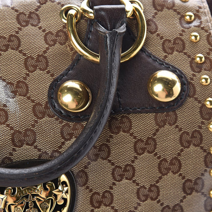 Gucci Crystal Monogram Studded Large Babouska Boston Dark Brown 11 of 12