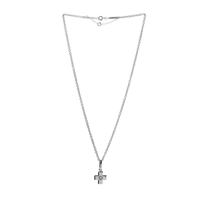 Cartier 18K White Gold Diamond Cross Pendant Necklace 3 of 5
