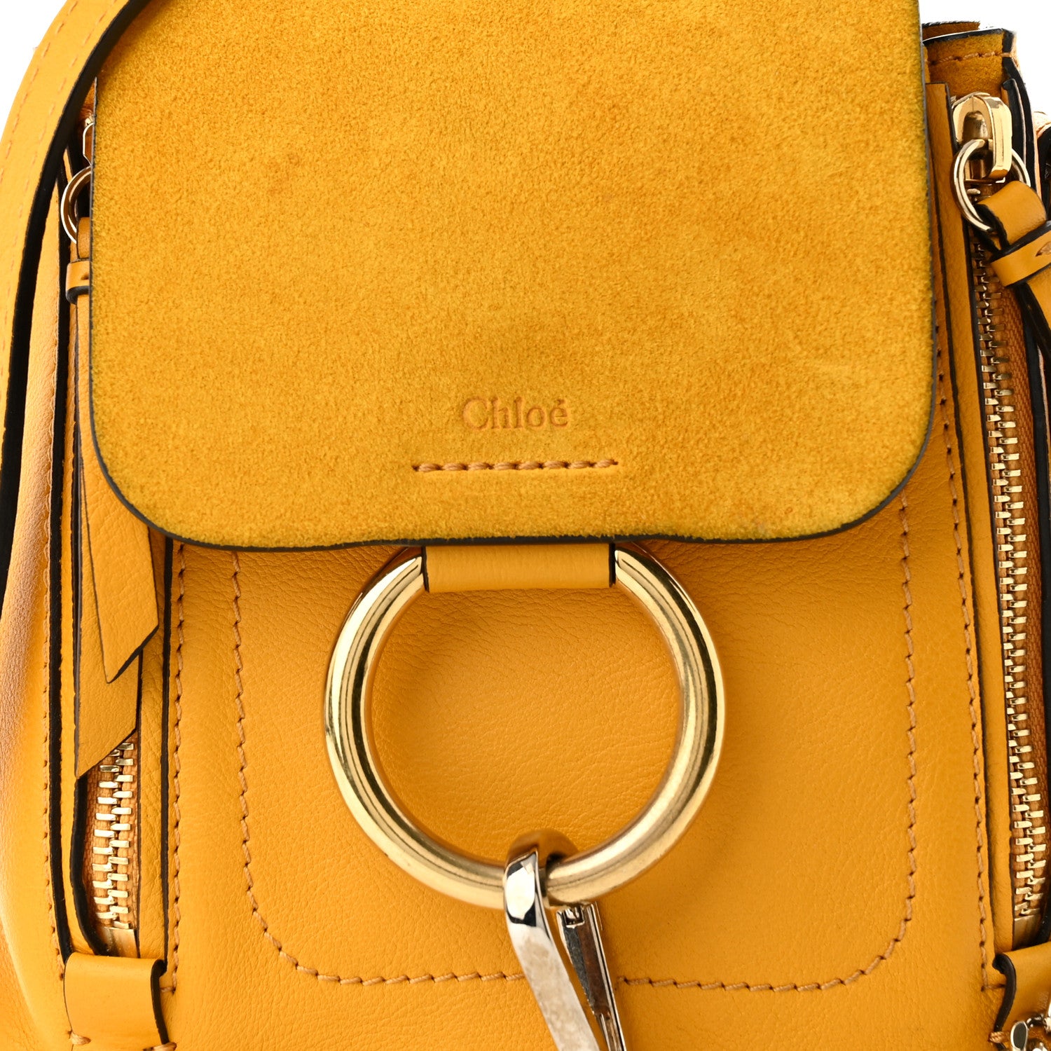 Chloe Suede Calfskin Mini Faye Backpack Dusty Yellow 8 of 10