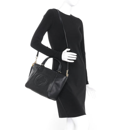 Gucci Pebbled Calfskin Small Soho Top Handle Bag Black 2 of 9