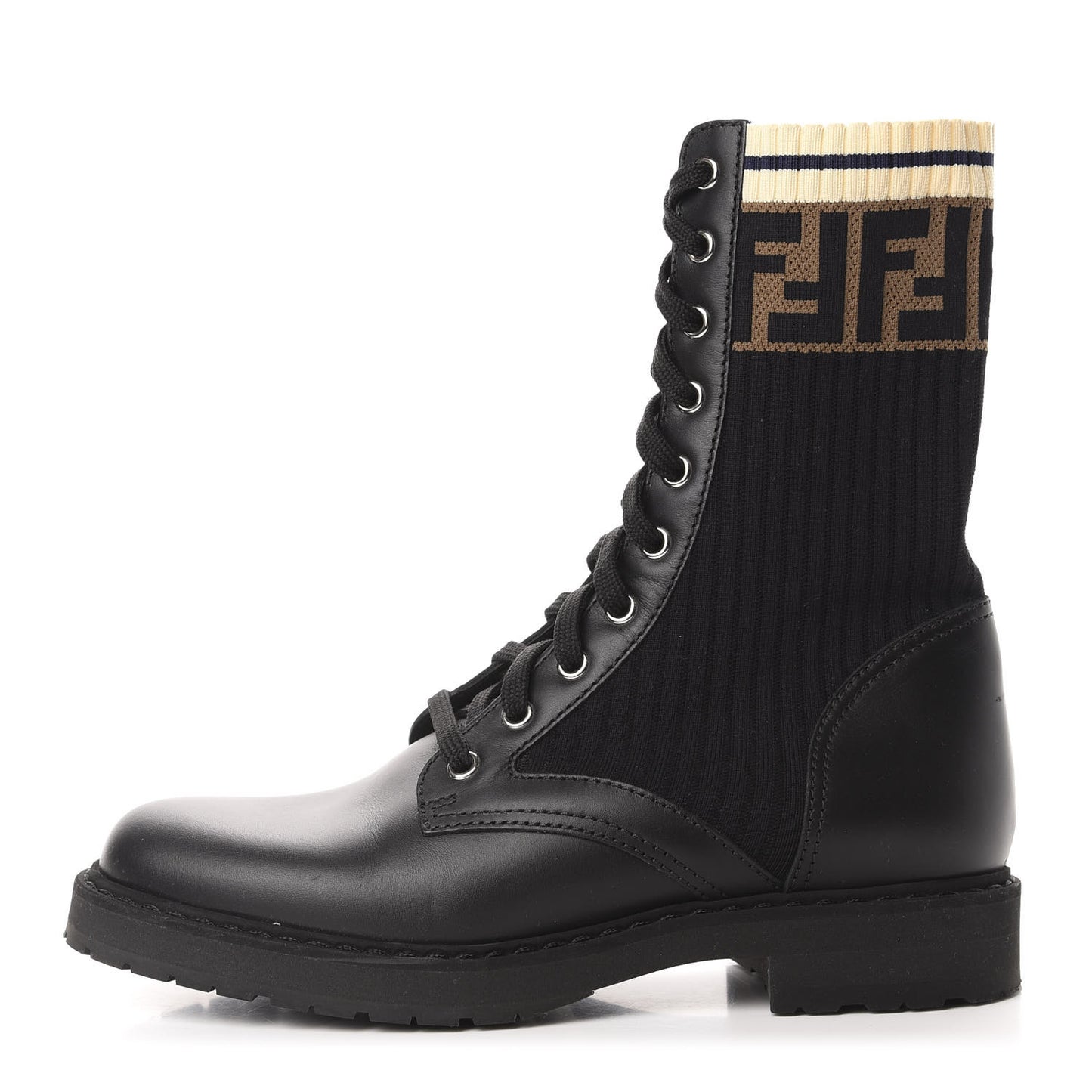 Calfskin Stretch Fabric Rockoko Biker Boots 38 Tobacco Black Marino