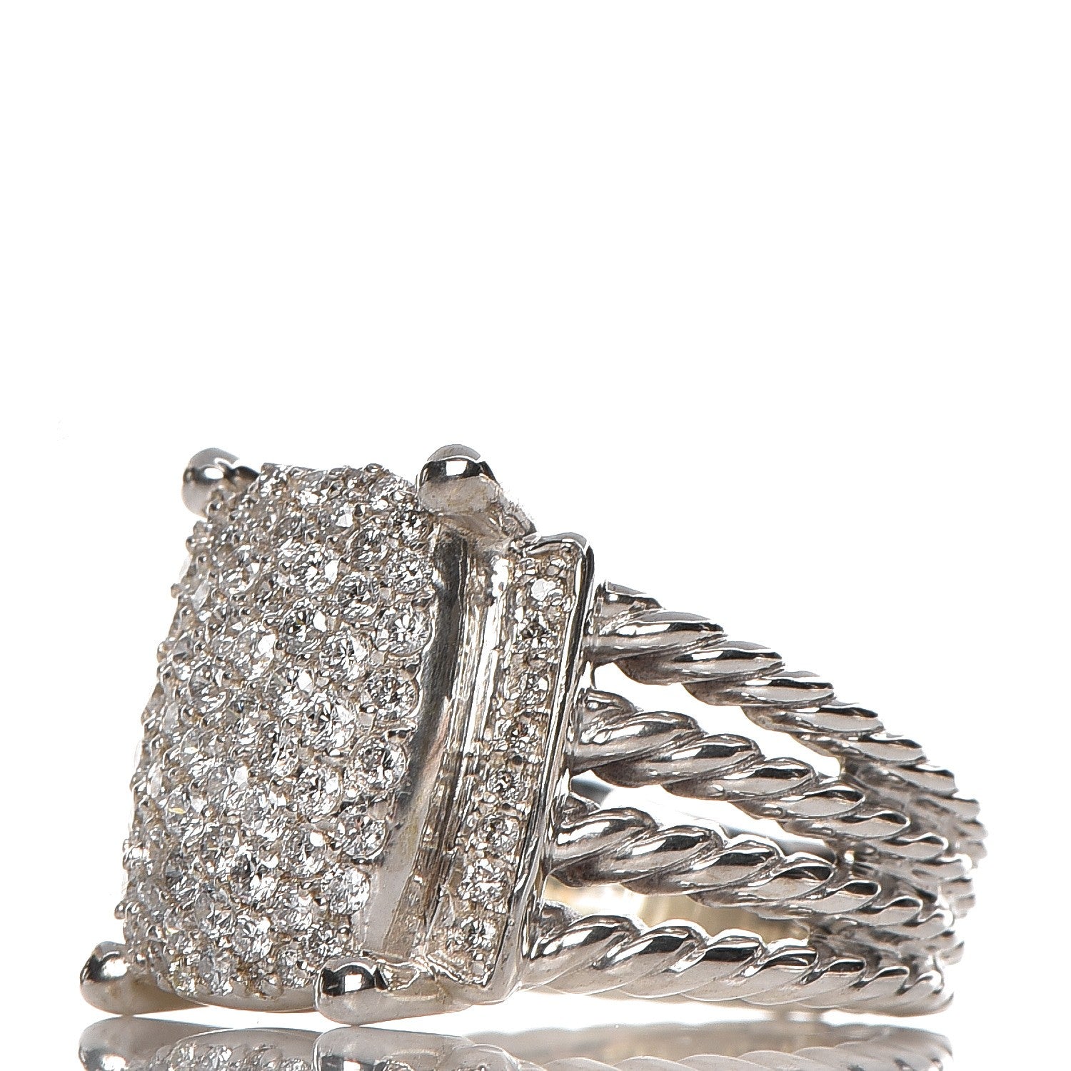 David Yurman Sterling Silver Diamond 16mm Wheaton Ring 54 7 4 of 6