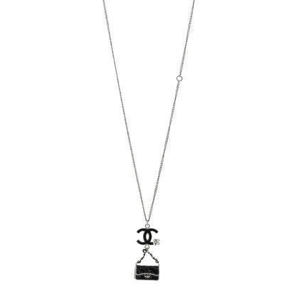 Chanel Enamel Charming Chic Classic Flap CC Charm Necklace Black 1 of 4