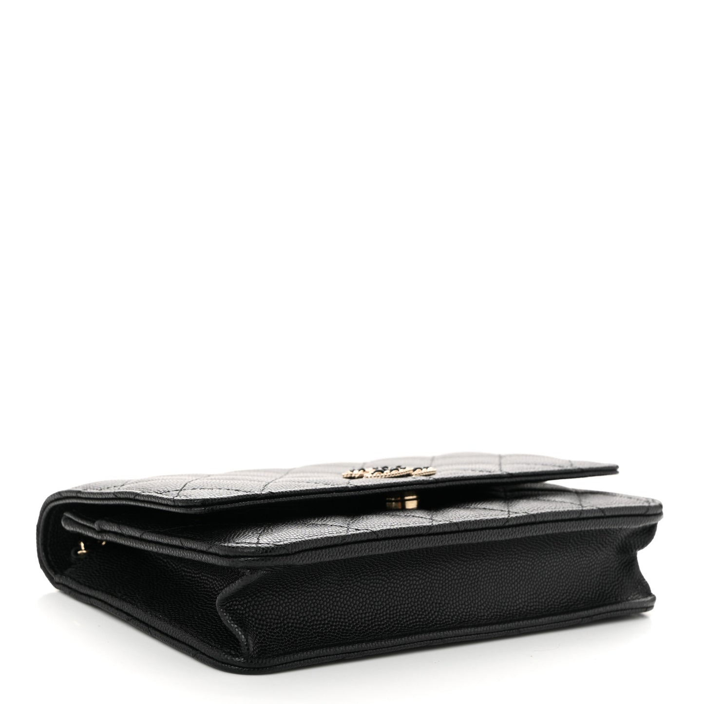 Caviar Quilted Crystal CC Wallet On Chain WOC Black