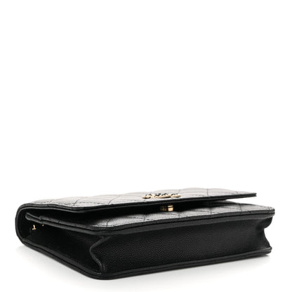 Chanel Caviar Quilted Crystal CC Wallet On Chain WOC Black 4 of 11