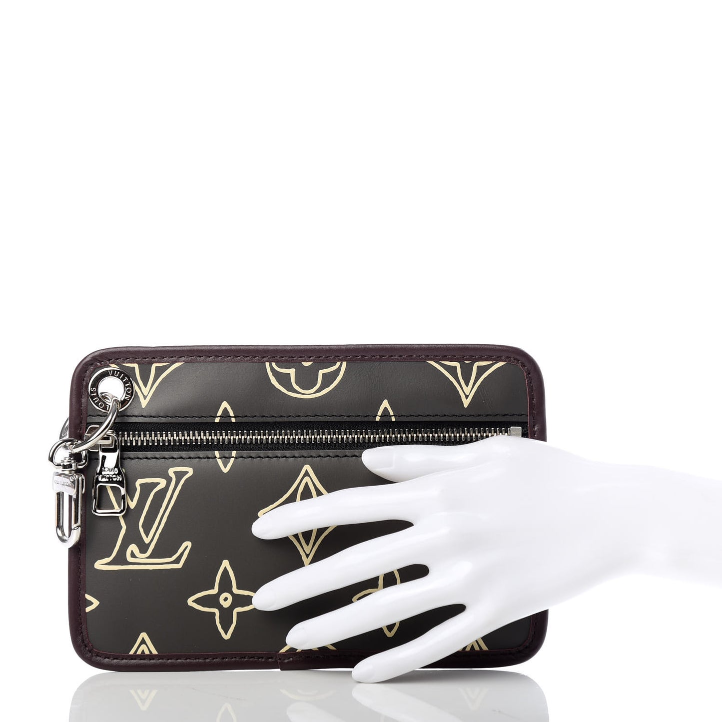 Calfskin Monogram Patchwork Pouch Black