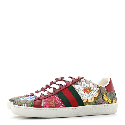 Gucci GG Supreme Monogram Flora Web Womens Ace Sneakers 35 Beige Multicolor Rosso 3 of 9