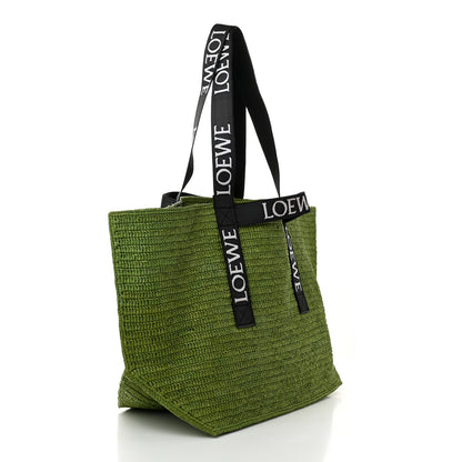 Loewe Raffia Paulas Ibiza Fold Shopper Tote Green 3 of 9