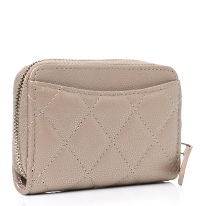 Chanel Iridescent Caviar Quilted Zip Around Coin Purse Beige 2 of 4