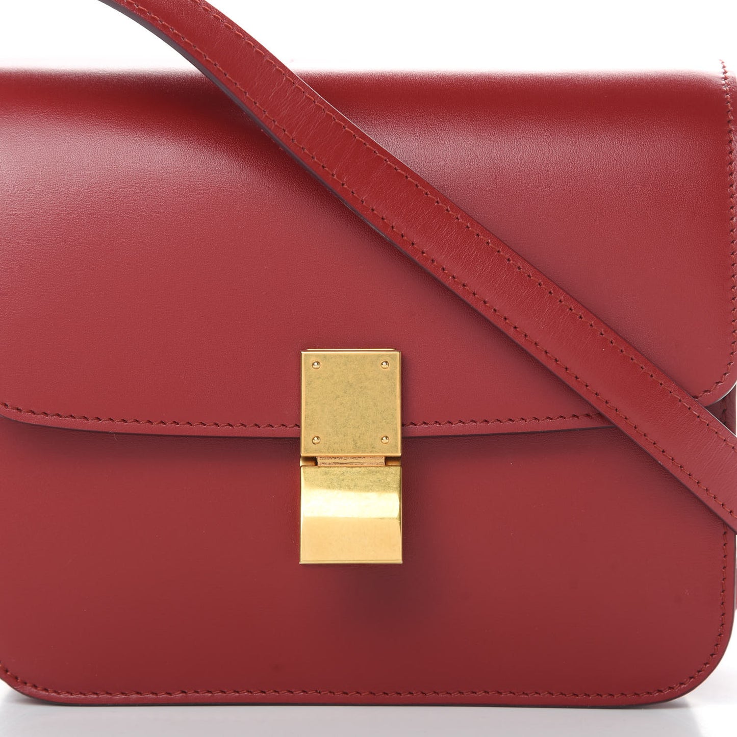 Box Calfskin Teen Classic Box Flap Bag Red