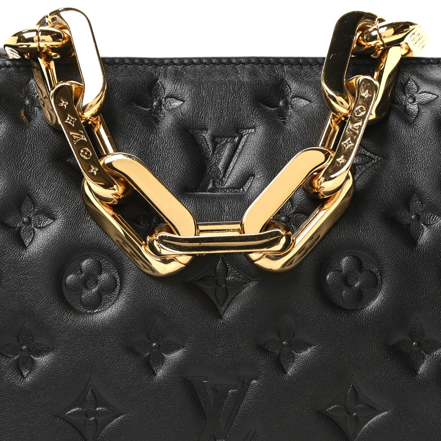 Lambskin Embossed Monogram Coussin BB Black