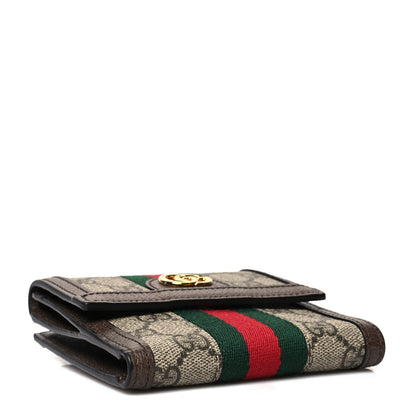 Gucci GG Supreme Monogram Web Ophidia French Flap Wallet Beige New Acero 4 of 12