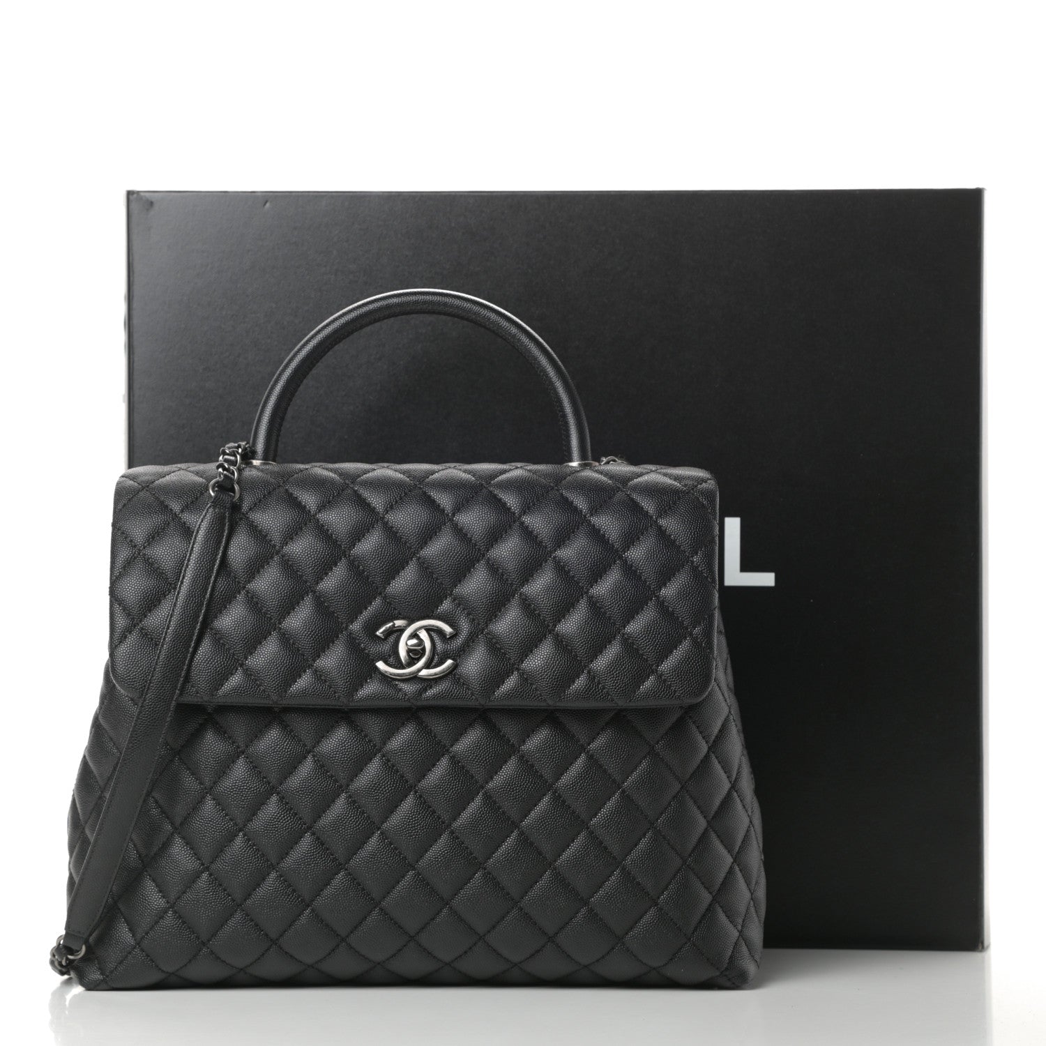 Chanel Caviar Quilted Large Coco Handle Flap Black 11 of 11