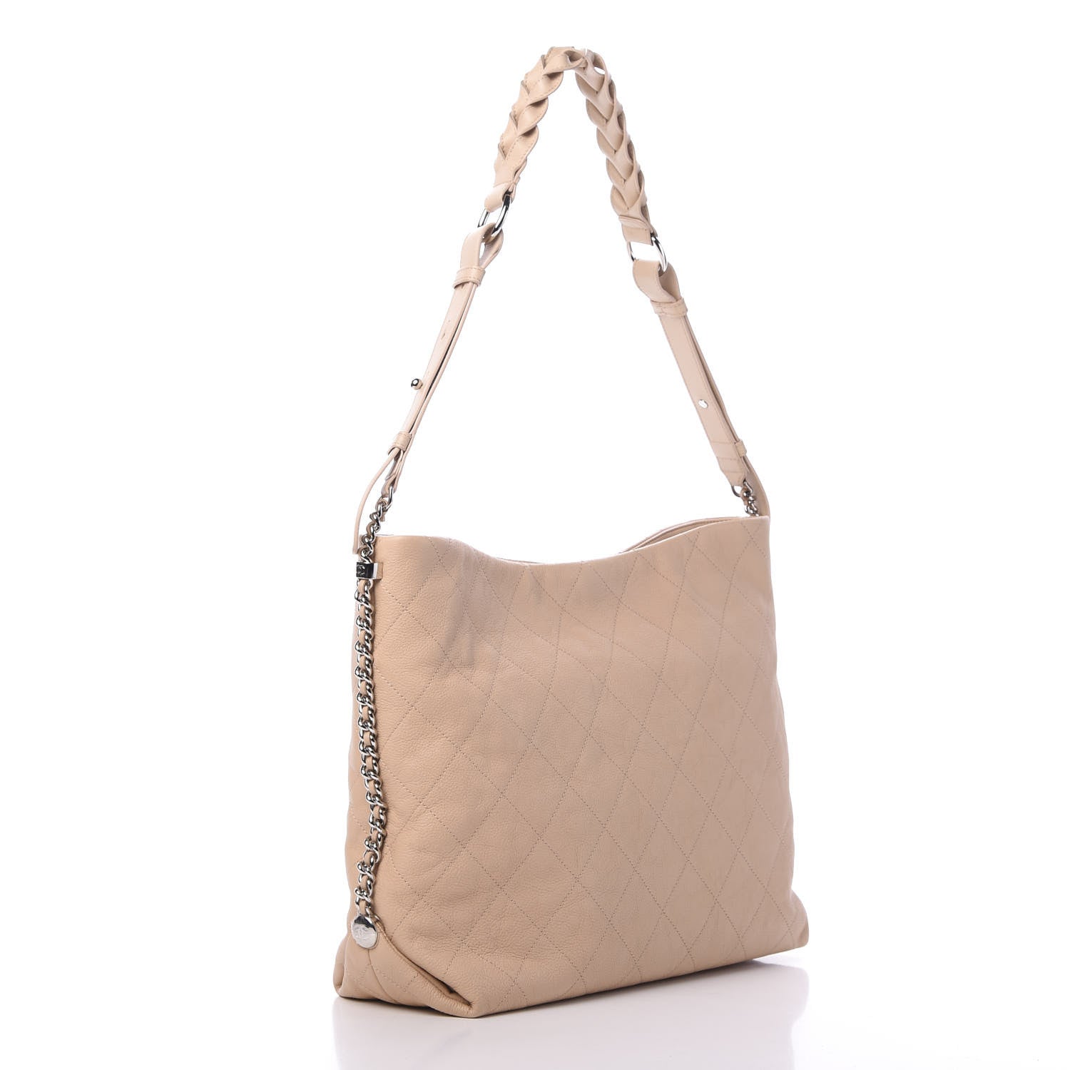 Chanel Grained Calfskin Stitched Medium Braided With Style Hobo Beige 2 of 9