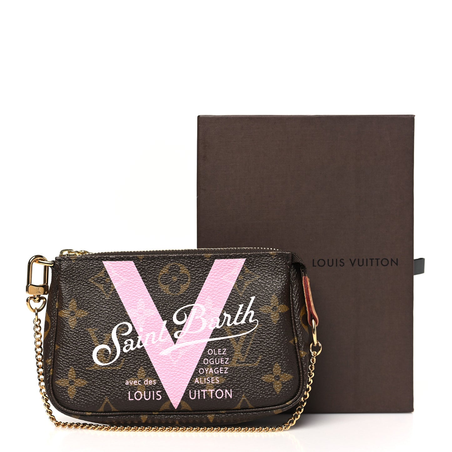 Monogram V Porto Cervo Mini Pochette Accessories Rose Ballerine