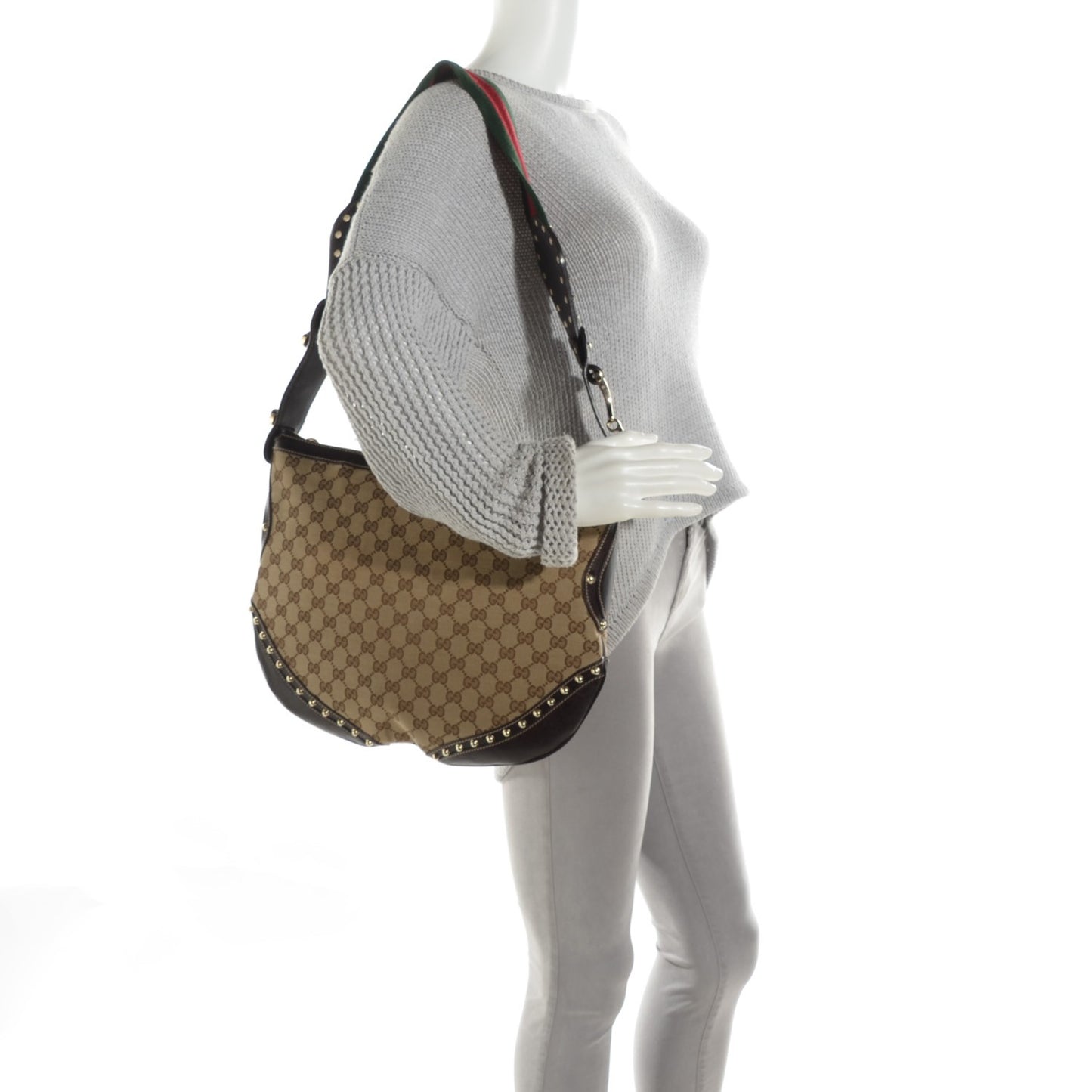 Monogram Pelham Studded Shoulder Bag Brown