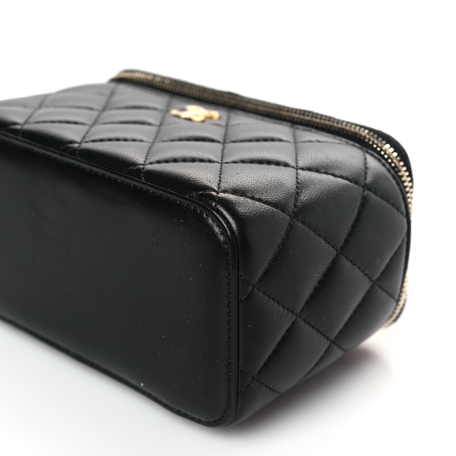 Chanel Lambskin Quilted Small Pearl Crush Vanity Case With Chain Black 9 of 9