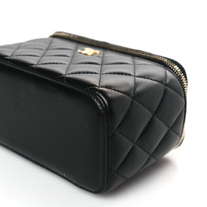 Chanel Lambskin Quilted Small Pearl Crush Vanity Case With Chain Black 9 of 9
