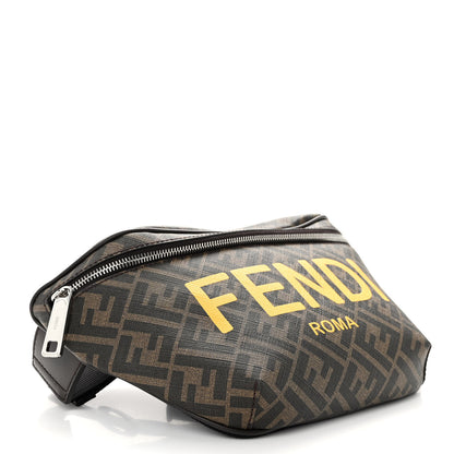 Fendi Shiny Glazed Fabric Vitello Cover FF 1974 Logo Belt Bag Tobacco Moro Giallo Ebano 4 of 9