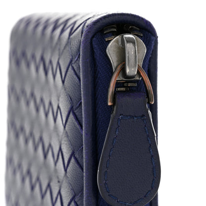 Bottega Veneta Nappa Intrecciato Zip Around Compact Wallet Blue 10 of 10