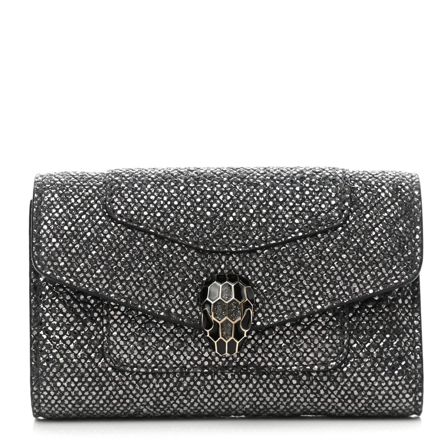 Karung Calfskin Serpenti Forever Key Holder Wallet Charcoal