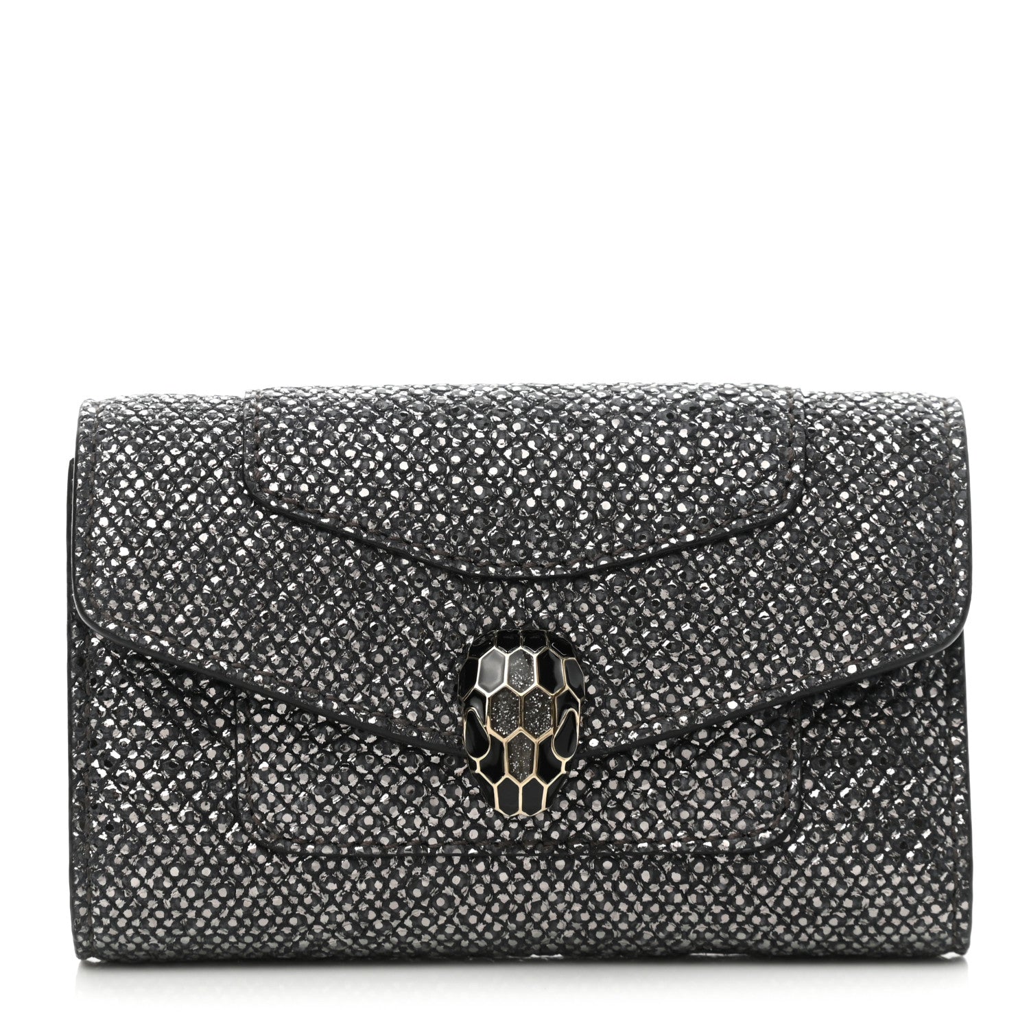 Bulgari Karung Calfskin Serpenti Forever Key Holder Wallet Charcoal 1 of 6