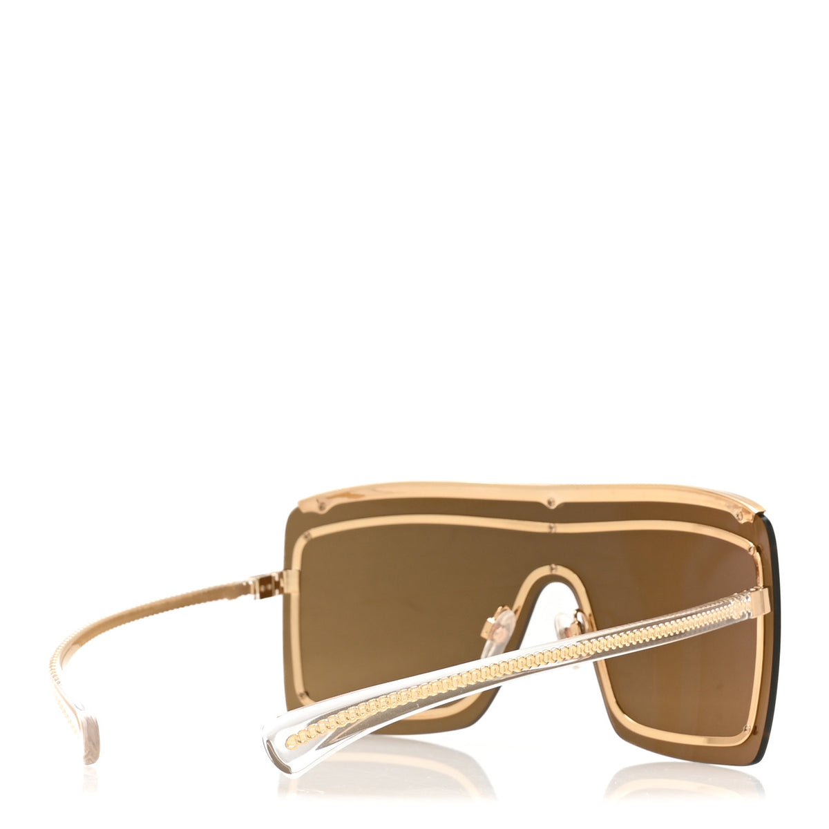 Rimless Shield Chain Sunglasses 71261 Brown Gold