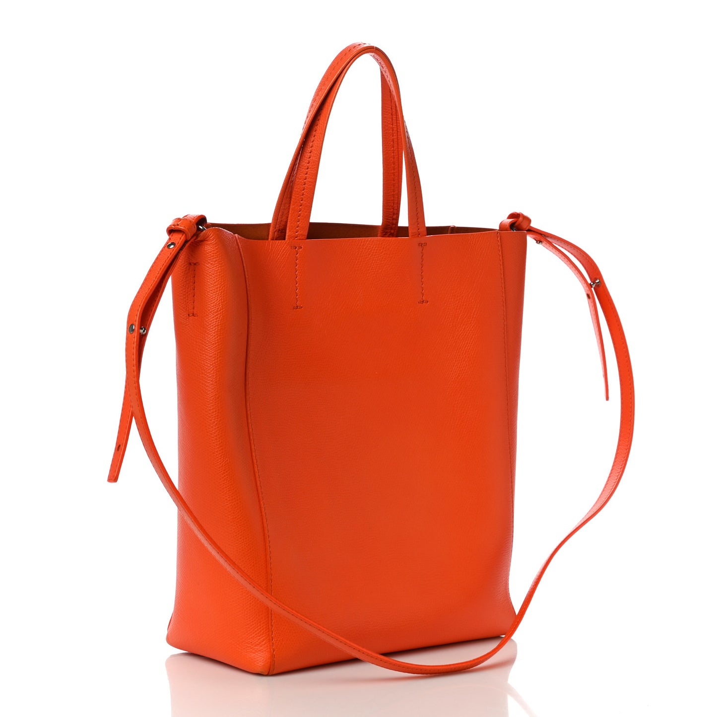 Grained Calfskin Small Vertical Cabas Orange